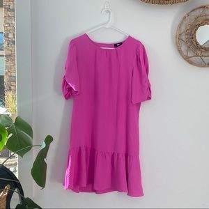DKNY FUSHIA PUFF SLEEVE DRESS